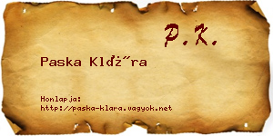 Paska Klára névjegykártya